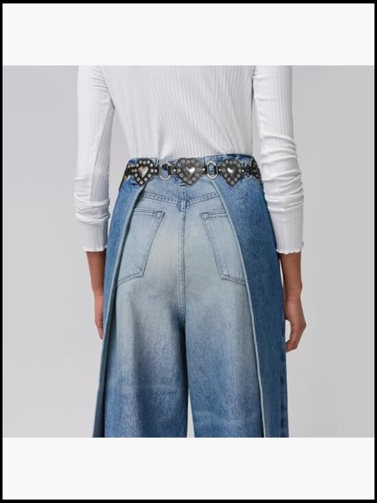 Fashionable Conch Belt with Heart Buckle Decorative Metal Ring Link